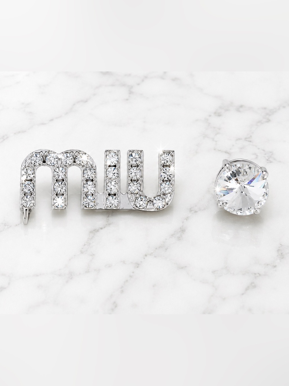 Miu Miu Mismatched Crawler Crystal Earrings